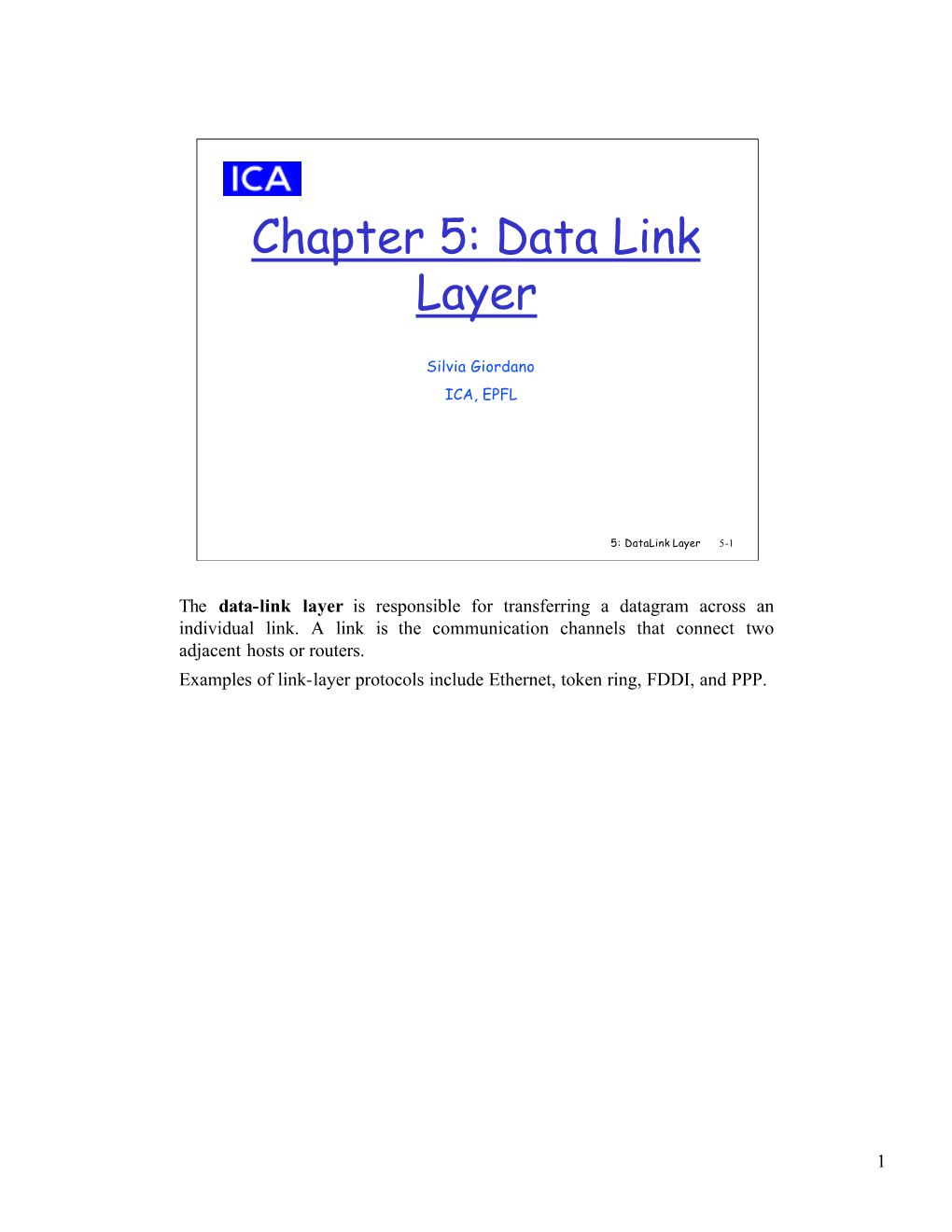 Chapter 5: Data Link Layer