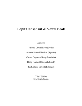 Lopit Consonant & Vowel Book