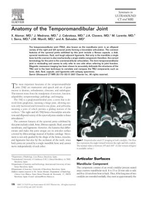 Anatomy of the Temporomandibular Joint X