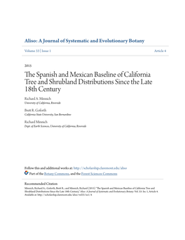 The Spanish and Mexican Baseline of California Tree and Shrubland Distributions Since the Late 18Th Century