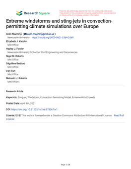 Extreme Windstorms and Sting-Jets in Convection- Permitting Climate Simulations Over Europe