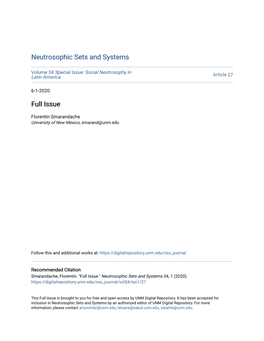 Neutrosophic Sets and Systems