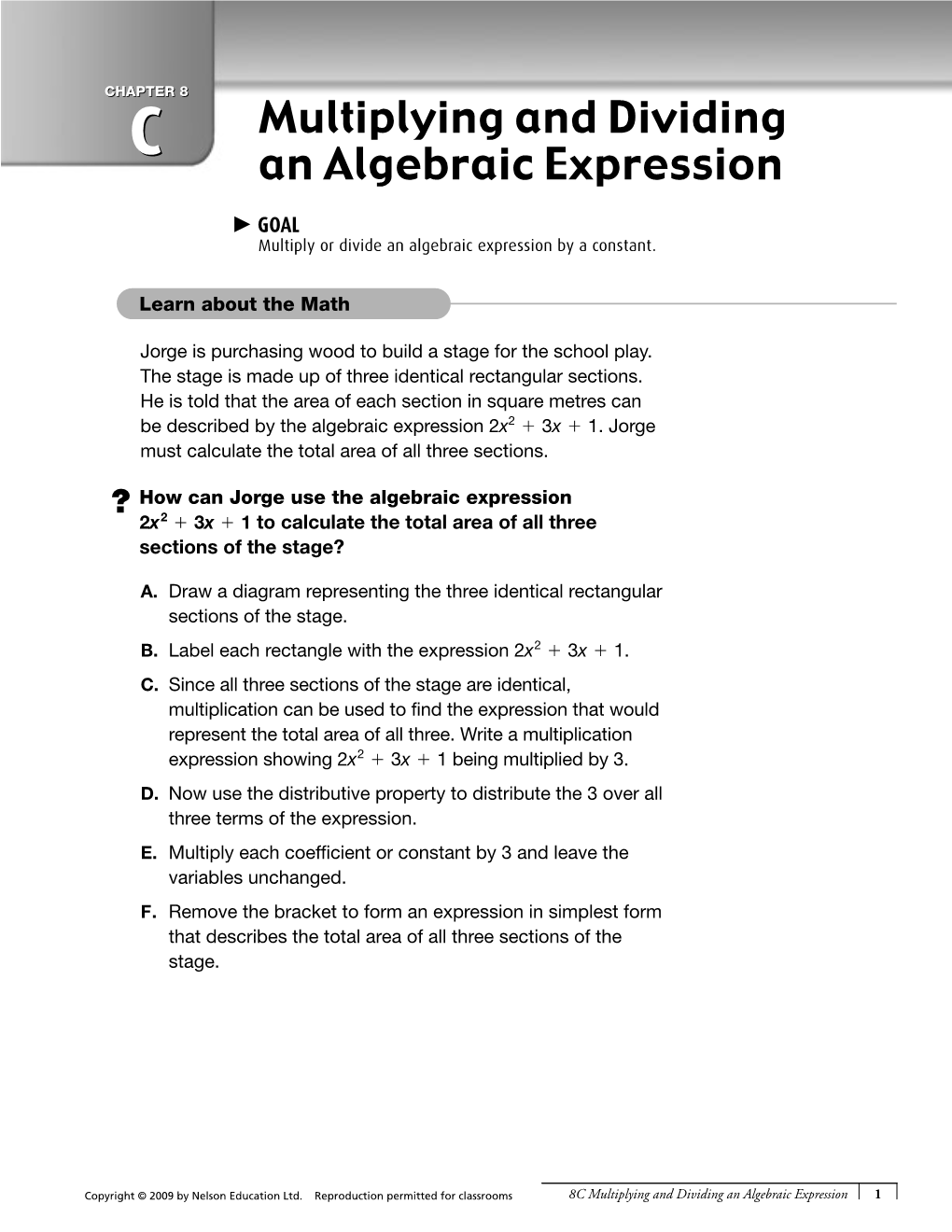 Multiplying and Dividing an Algebraic Expression 1 G