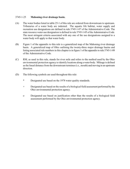 3745-1-25 Mahoning River Drainage Basin