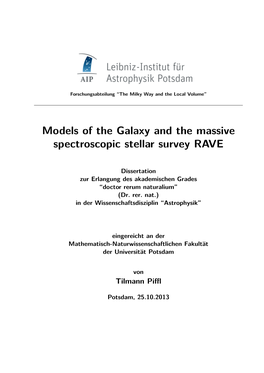 Models of the Galaxy and the Massive Spectroscopic Stellar Survey RAVE