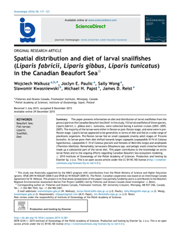 Spatial Distribution and Diet of Larval Snailfishes (Liparis