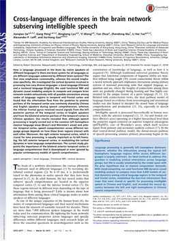 Cross-Language Differences in the Brain Network Subserving Intelligible Speech