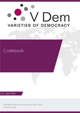 V-Dem Codebook V8" Varieties of Democracy (V-Dem) Project