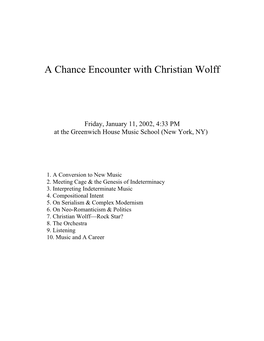 A Chance Encounter with Christian Wolff