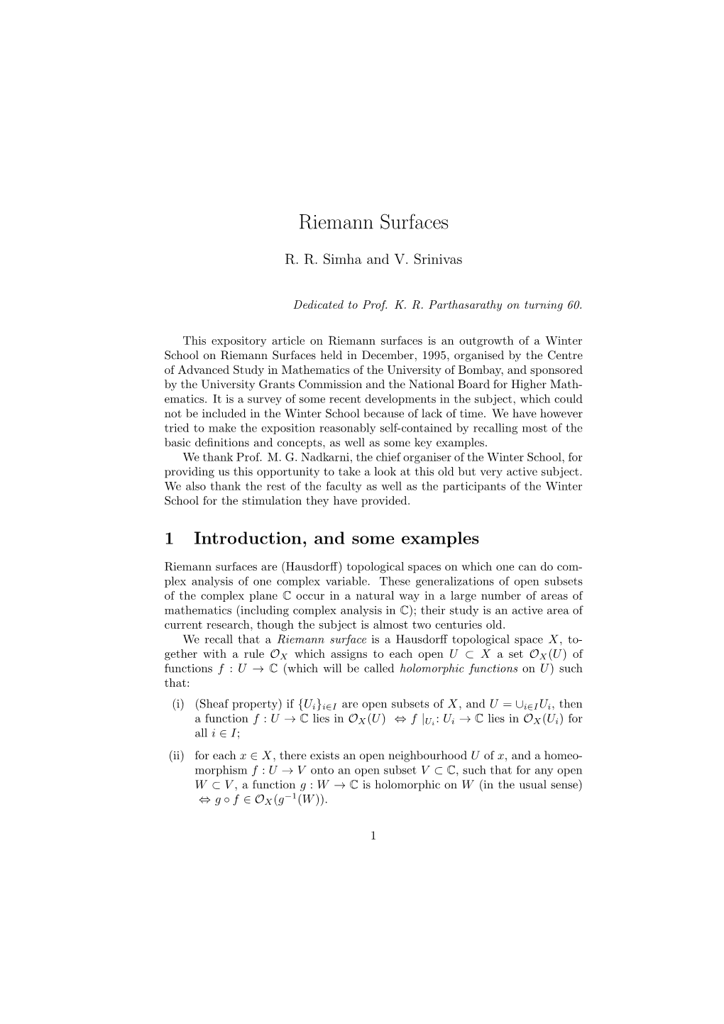 Riemann Surfaces