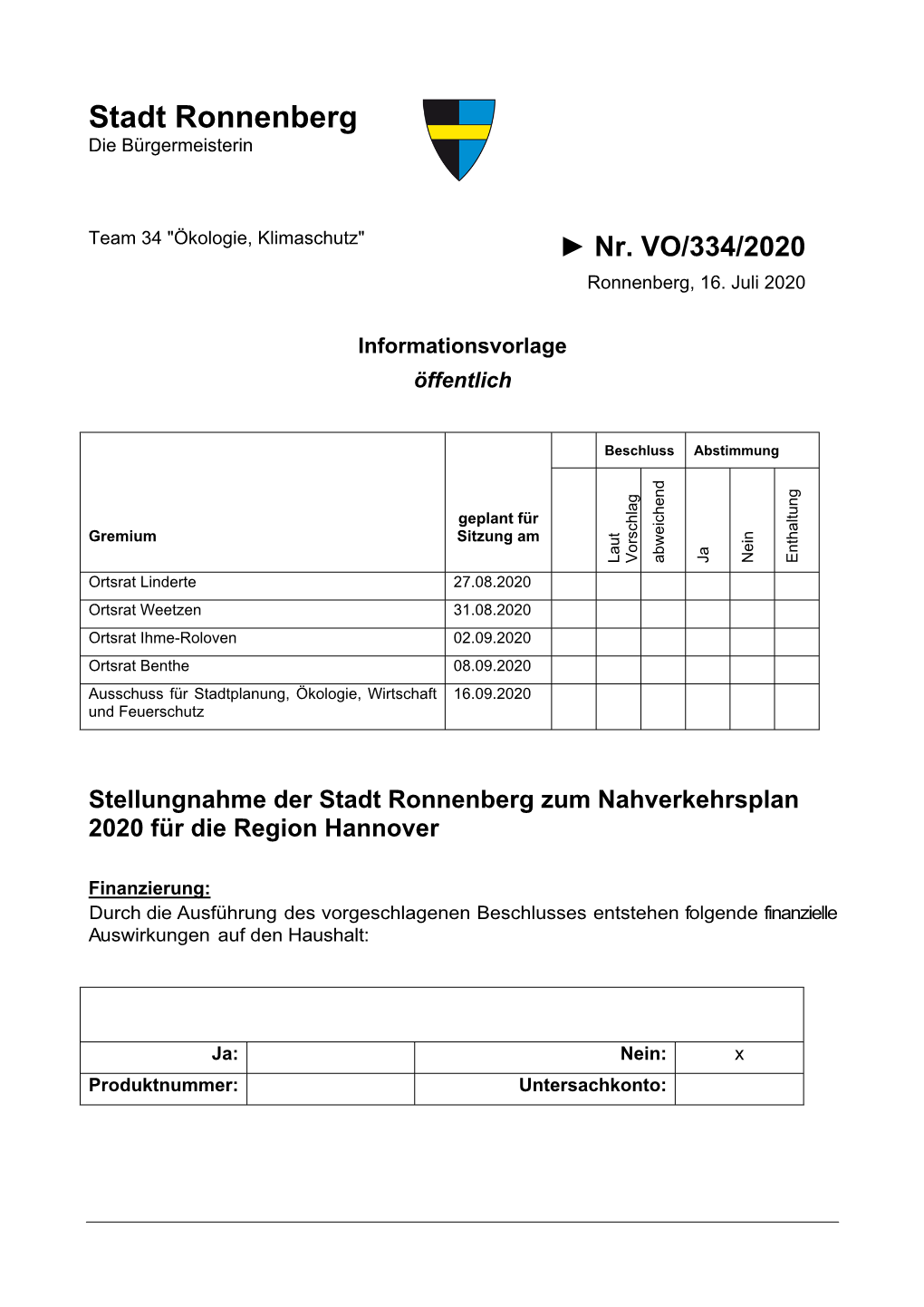 Stadt Ronnenberg Die Bürgermeisterin