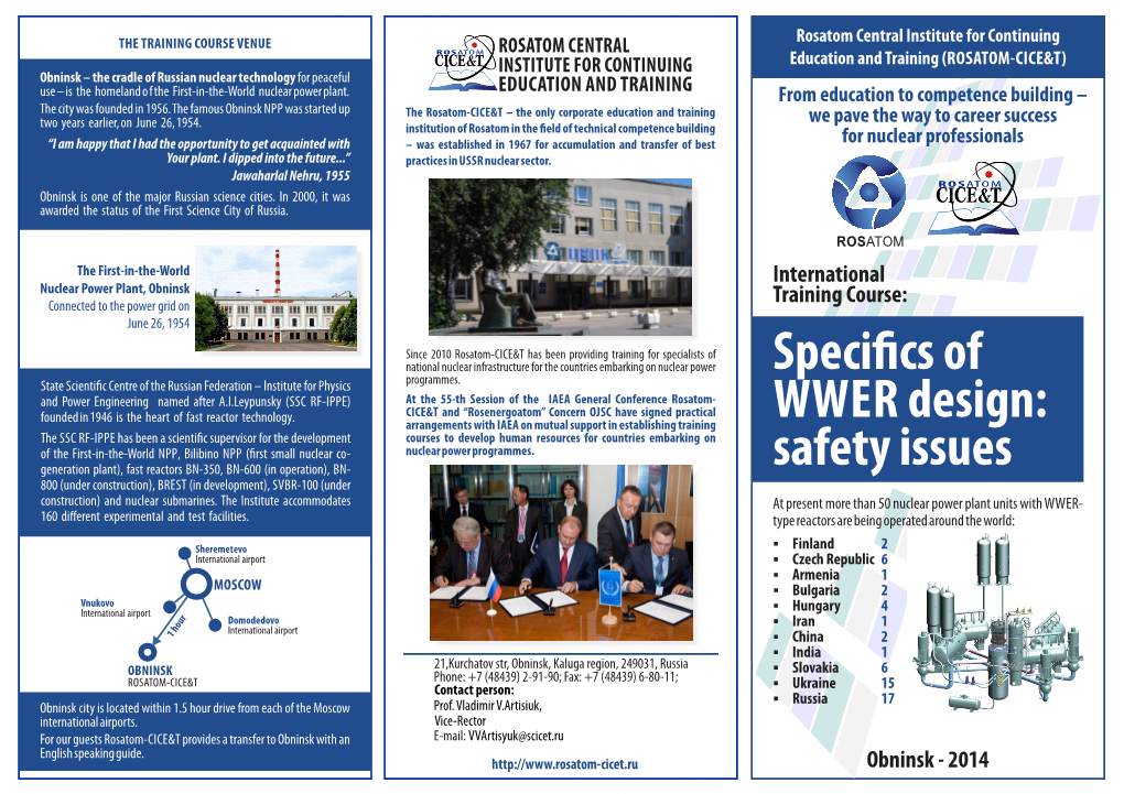 Speci Cs of WWER Design: Safety Issues