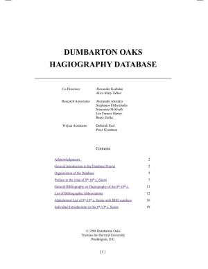 Dumbarton Oaks Hagiography Database
