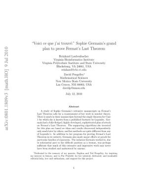 Sophie Germain's Grand Plan to Prove Fermat's Last