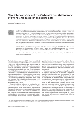 New Interpretations of the Carboniferous Stratigraphy of SW Poland Based on Miospore Data