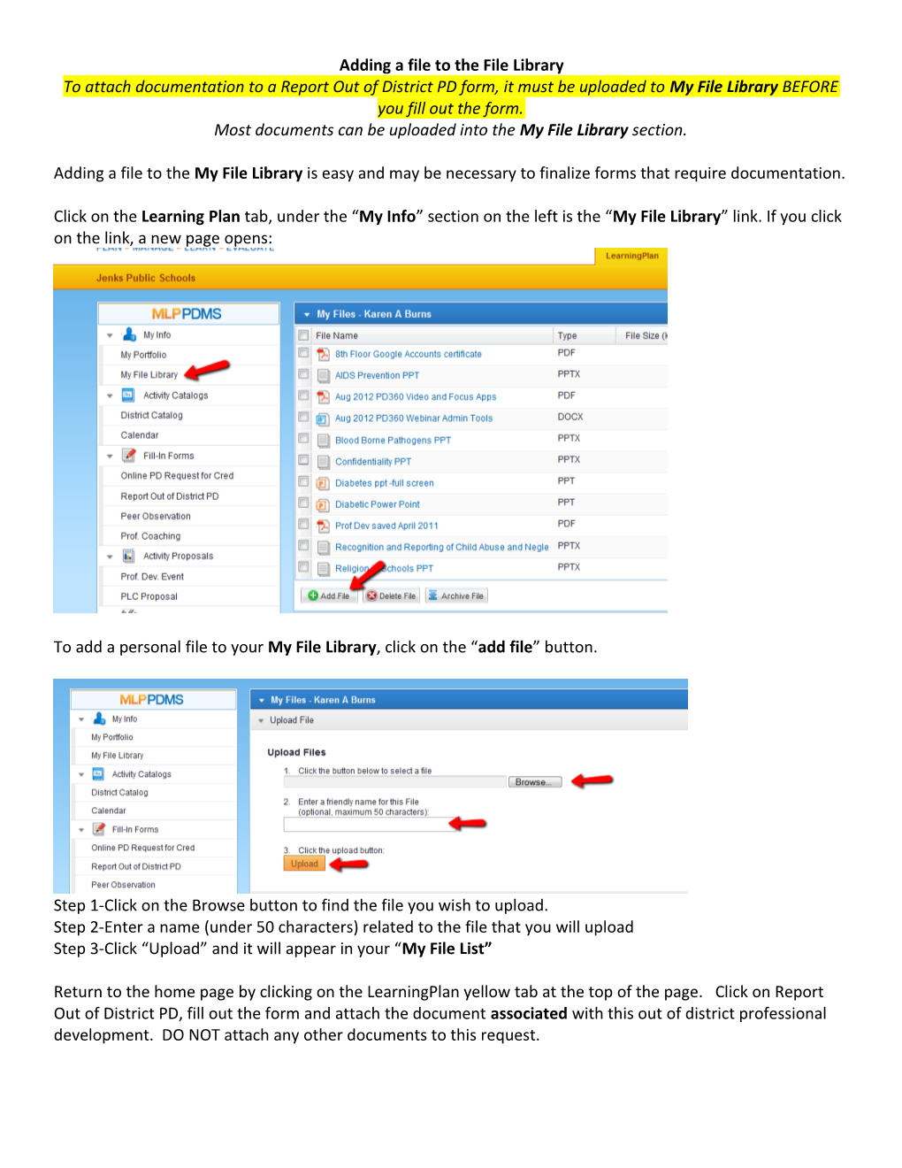 Adding a File to the File Library