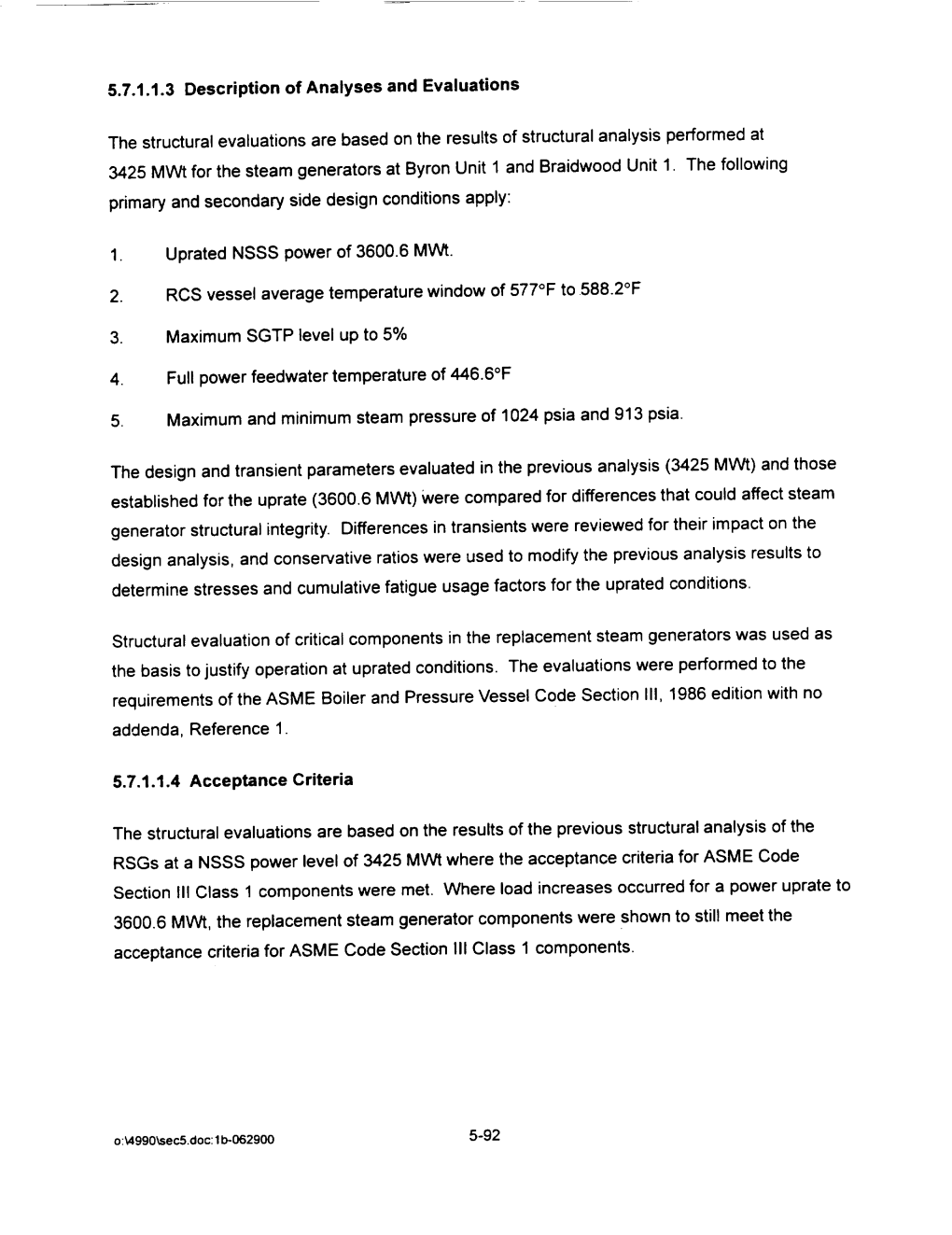 Request for a License Amendment to Permit Uprated Power Operations at Byron and Braidwood Stations