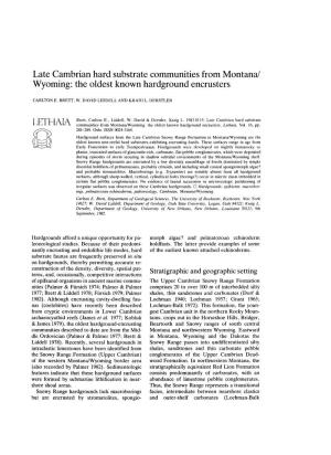 Late Cambrian Hard Substrate Communities from Montana/ Wyoming: the Oldest Known Hardground Encrusters
