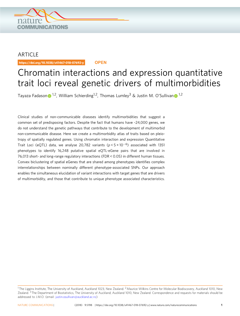 Chromatin Interactions and Expression Quantitative Trait Loci Reveal Genetic Drivers of Multimorbidities