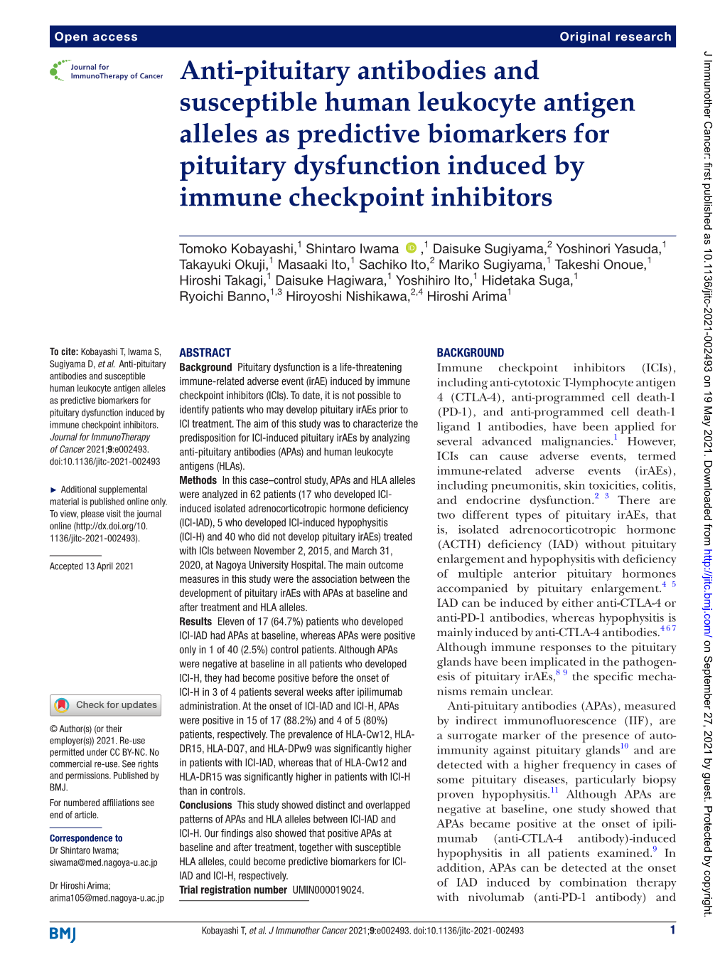 Anti-Pituitary Antibodies and Susceptible Human Leukocyte