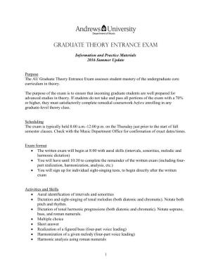 Graduate Music Theory Exam Preparation Guidelines