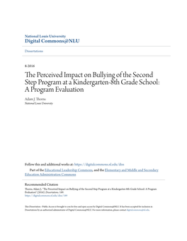 The Perceived Impact on Bullying of the Second Step Program at a Kindergarten–8Th Grade School: a Program Evaluation