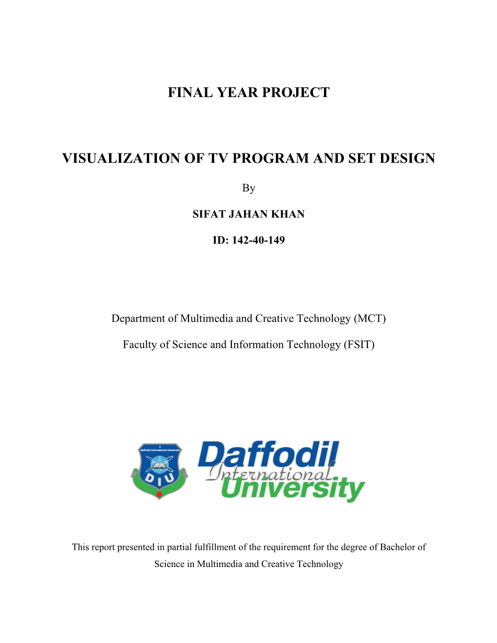 Final Year Project Visualization of Tv Program and Set Design