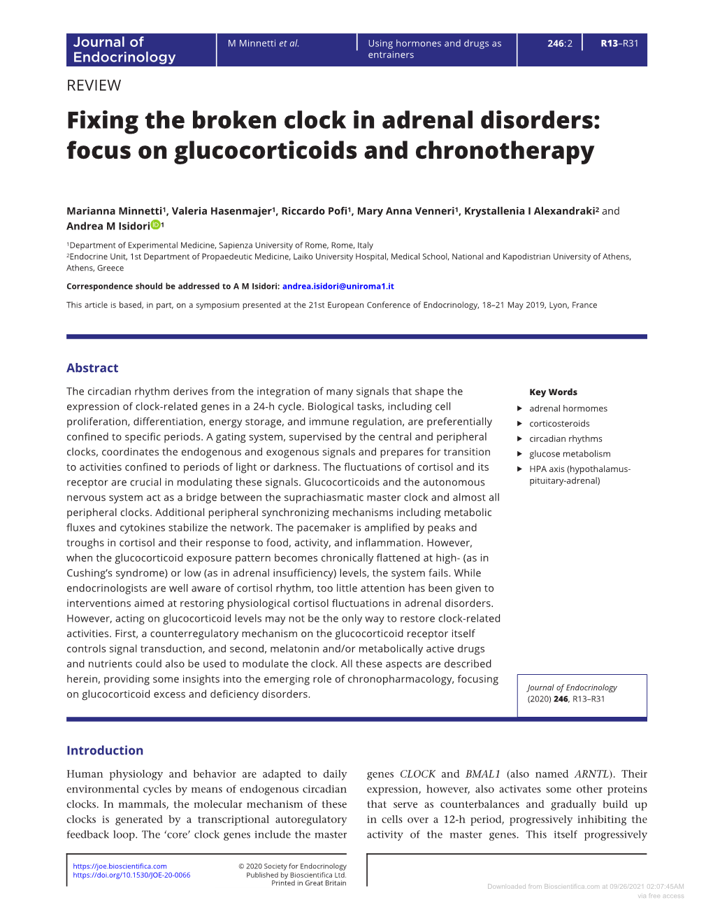 Fixing the Broken Clock in Adrenal Disorders: Focus on Glucocorticoids and Chronotherapy