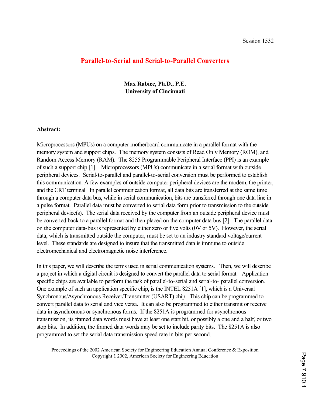 Parallel to Serial and Serial to Parallel Converters