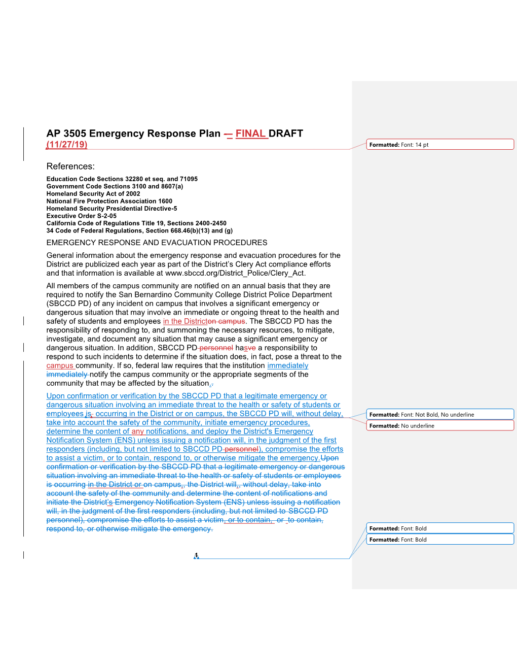 AP 3505 Emergency Response Plan Final DRAFT