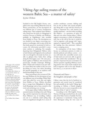 Viking-Age Sailing Routes of the Western Baltic Sea – a Matter of Safety1 by Jens Ulriksen