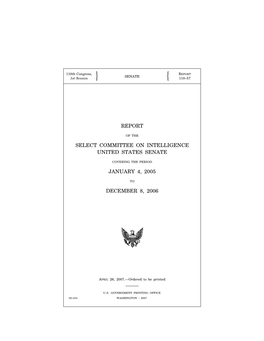 Report on SSCI Activities in the 109Th Congress