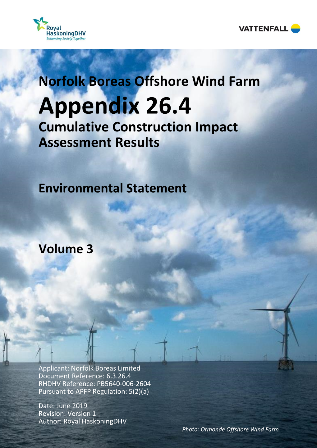 Norfolk Boreas Offshore Wind Farm Appendix 26.4 Cumulative Construction Impact Assessment Results