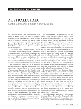 AUSTRALIA FAIR Realities and Banalities of Nation in the Howard Era