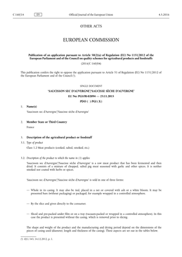 A) of Regulation (EU) No 1151/2012 of the European Parliament and of the Council on Quality Schemes for Agricultural Products and Foodstuffs (2016/C 160/04