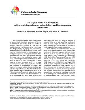 The Digital Atlas of Ancient Life: Delivering Information on Paleontology and Biogeography Via the Web