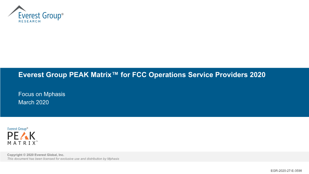 Everest Group PEAK Matrix for FCC Operations Services 2020