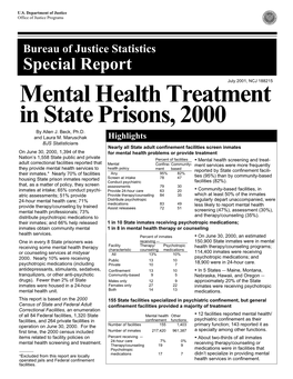 Mental Health Treatment in State Prisons, 2000 by Allen J