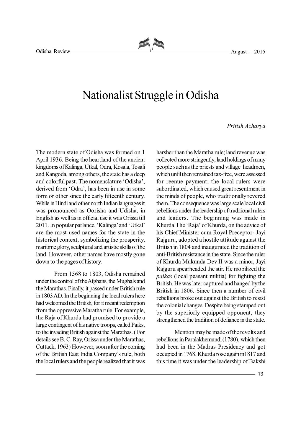 Nationalist Struggle in Odisha