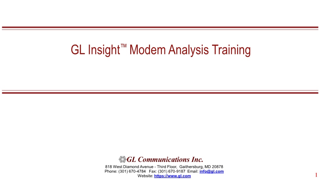 GL Insight™ Modem Analysis Training