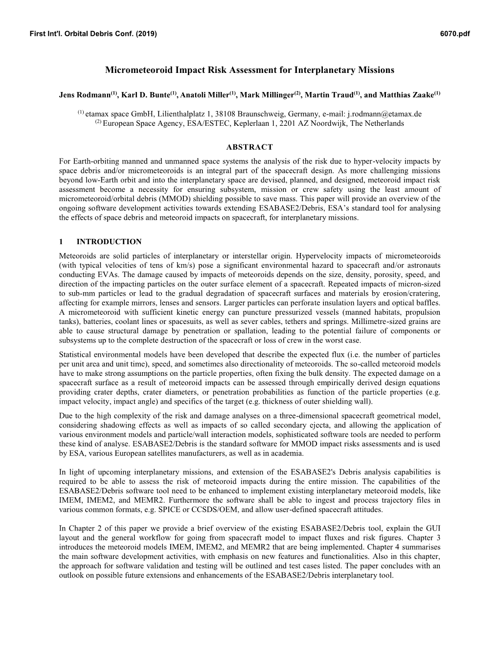 Micrometeoroid Impact Risk Assessment for Interplanetary Missions