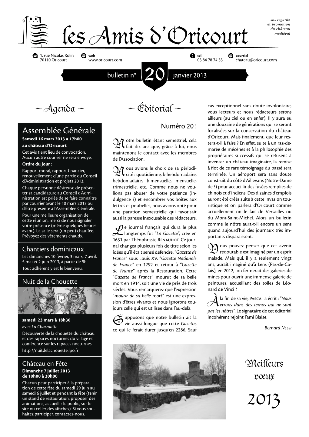 Les Amis D'oricourt : Bulletin N°20 (Janvier 2013)