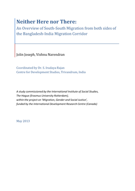 Neither Here Nor There: an Overview of South-South Migration from Both Sides of the Bangladesh-India Migration Corridor