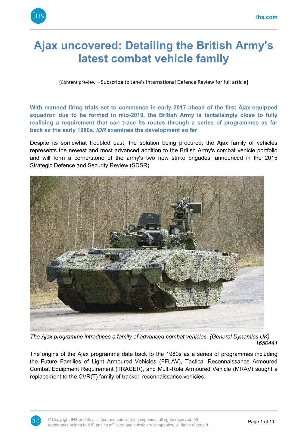 Ajax Uncovered: Detailing the British Army's Latest Combat Vehicle Family
