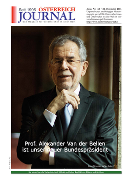 Prof. Alexander Van Der Bellen Ist Unser Neuer Bundespräsident Prof