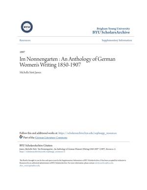 Im Nonnengarten : an Anthology of German Women's Writing 1850-1907 Michelle Stott Aj Mes