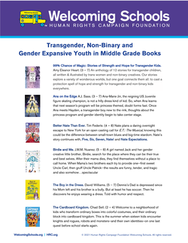 WS Diverse Middle Grade Books Transgender, Non-Binary Characters
