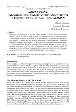 Hotel Rwanda: Individual Heroism Or Interconnectedness in the Portrayal of Paul Rusesabagina?