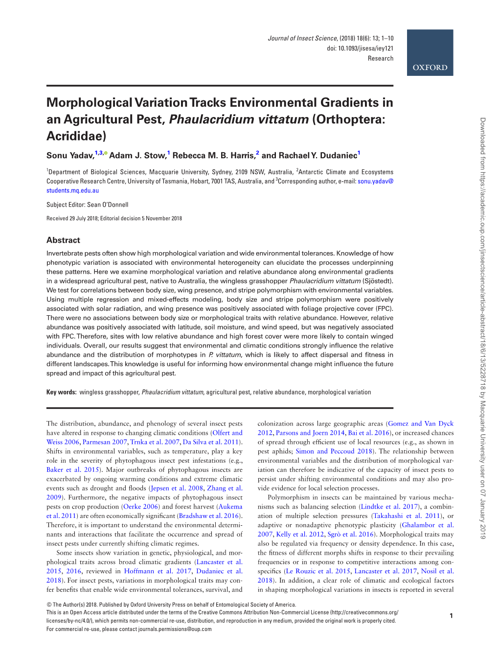 Orthoptera: Acrididae); Herrmann with Ecological and Evolutionary Implications (Harrison 1980, Et Al