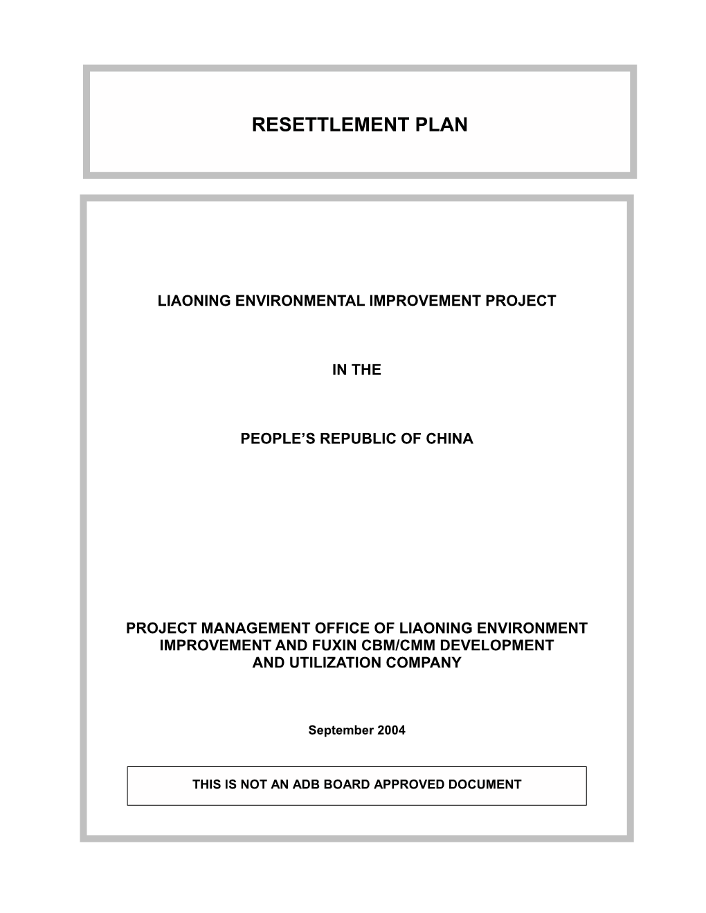 Resettlement Plan